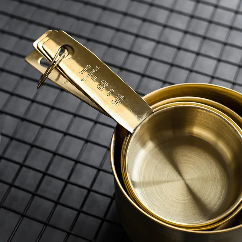 Gold Stainless Steel Measuring Cup Set