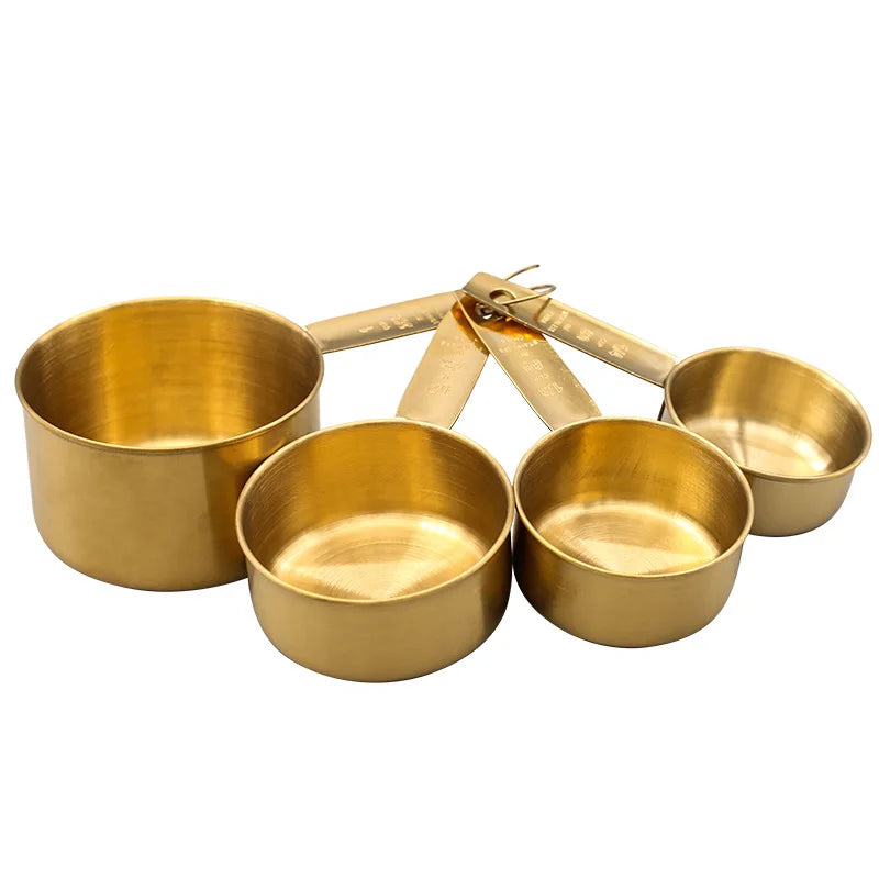 Gold Stainless Steel Measuring Cup Set