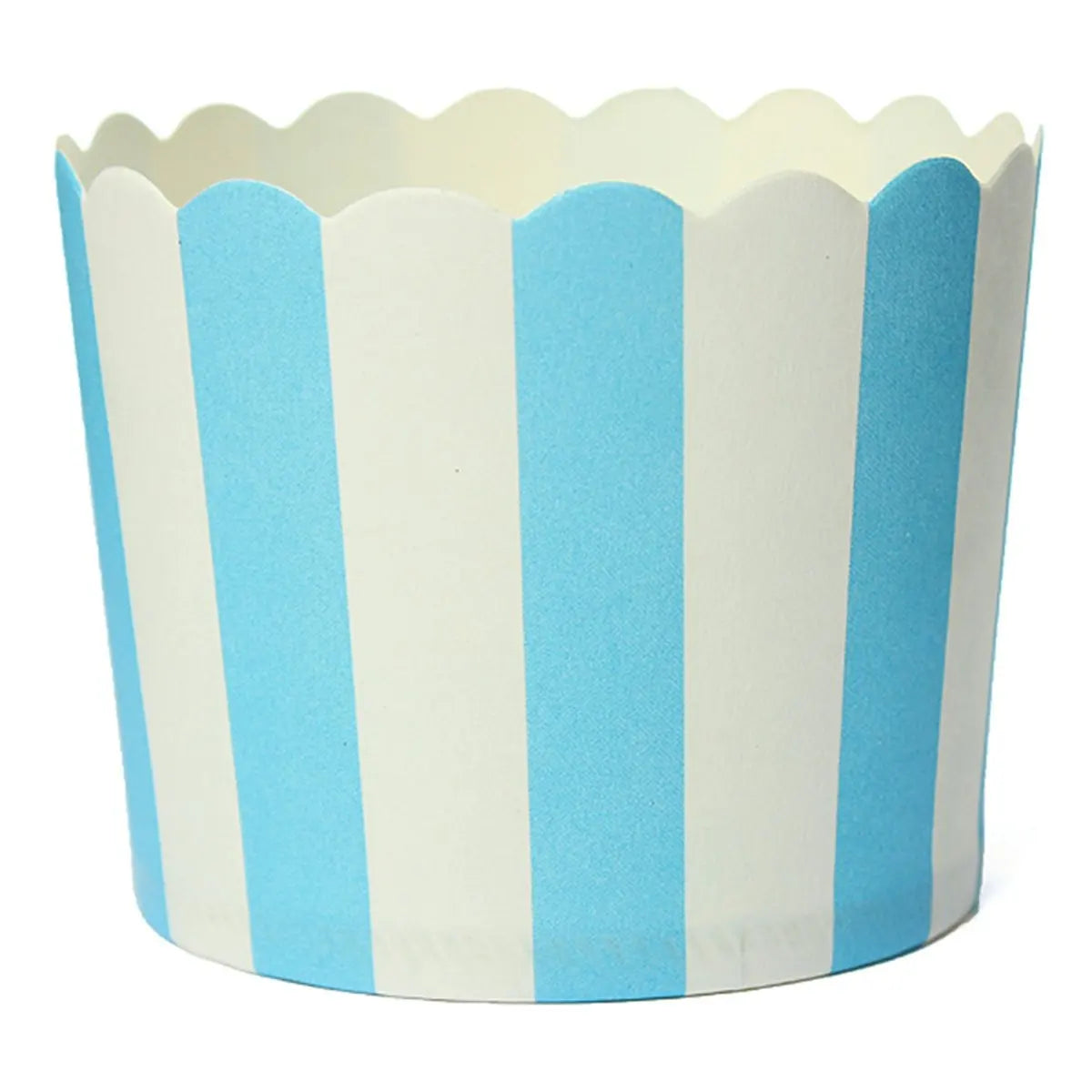 50ct Blue/White Stripes Scalloped Baking Cups